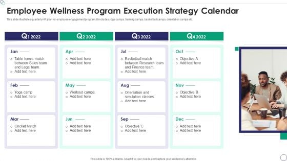 Employee Wellness Program Execution Strategy Calendar Clipart PDF