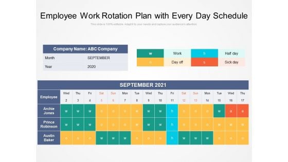 Employee Work Rotation Plan With Every Day Schedule Ppt PowerPoint Presentation File Example File PDF