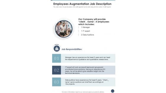 Employees Augmentation Job Description One Pager Sample Example Document