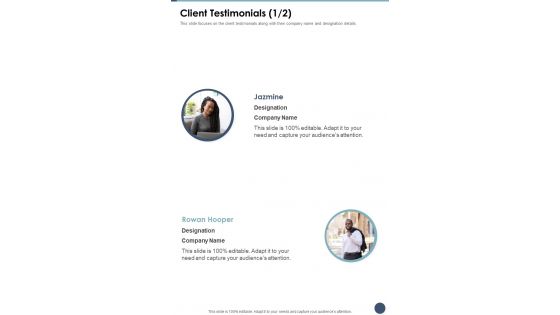 Employees Augmentation Services Proposal Client Testimonials One Pager Sample Example Document