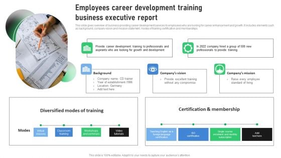 Employees Career Development Training Business Executive Report Graphics PDF