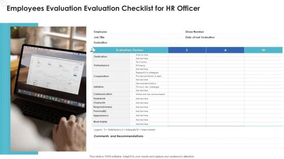 Employees Evaluation Evaluation Checklist For Hr Officer Rules PDF