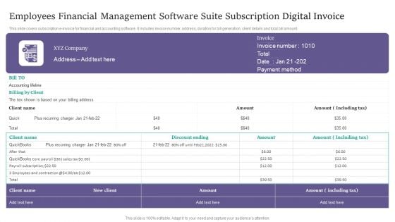 Employees Financial Management Software Suite Subscription Digital Invoice Guidelines PDF