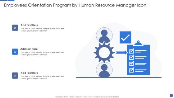 Employees Orientation Program By Human Resource Manager Icon Information PDF