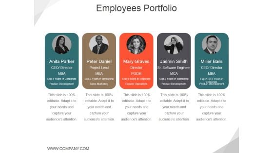 Employees Portfolio Template 2 Ppt PowerPoint Presentation Inspiration Styles