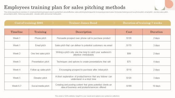 Employees Training Plan For Sales Pitching Methods Elements PDF Employees Training Plan For Sales Pitching Methods Elements PDF