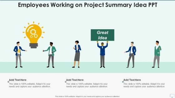 Employees Working On Project Summary Idea PPT Download PDF Employees Working On Project Summary Idea PPT Download PDF