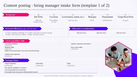 Employer Brand Marketing On Social Media Platform Content Posting Hiring Manager Intake Sample PDF Employer Brand Marketing On Social Media Platform Content Posting Hiring Manager Intake Sample PDF
