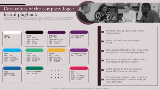 Employer Branding Playbook Core Colors Of The Company Logo Brand Playbook Infographics PDF