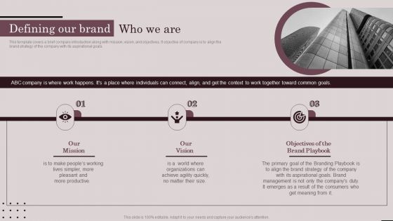 Employer Branding Playbook Defining Our Brand Who We Are Professional PDF