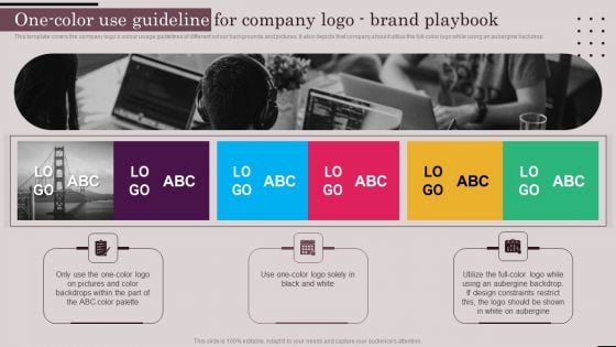 Employer Branding Playbook One Color Use Guideline For Company Logo Brand Playbook Diagrams PDF