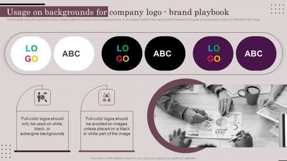 Employer Branding Playbook Usage On Backgrounds For Company Logo Brand Playbook Introduction PDF