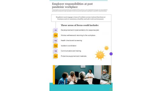 Employer Responsibilities At Post Pandemic Workplace One Pager Sample Example Document Employer Responsibilities At Post Pandemic Workplace One Pager Sample Example Document