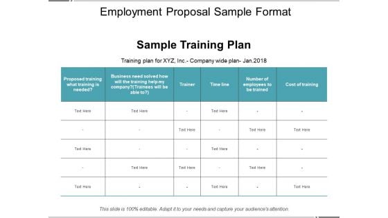 Employment Proposal Sample Format Ppt PowerPoint Presentation Professional Designs