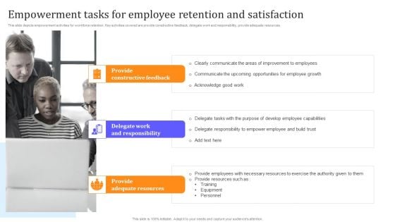 Empowerment Tasks For Employee Retention And Satisfaction Brochure PDF Empowerment Tasks For Employee Retention And Satisfaction Brochure PDF