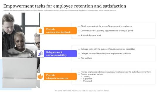 Empowerment Tasks For Employee Retention And Satisfaction Brochure PDF