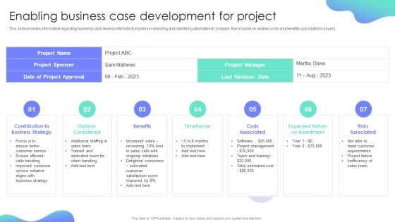 Enabling Business Case Development For Project Project Administration Plan Playbook Infographics PDF