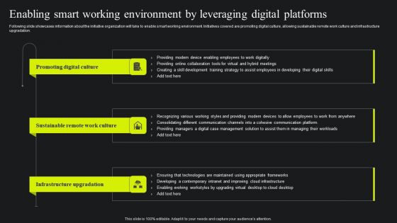 Enabling Smart Working Environment By Leveraging Digital Platforms Ppt Inspiration Influencers PDF Enabling Smart Working Environment By Leveraging Digital Platforms Ppt Inspiration Influencers PDF