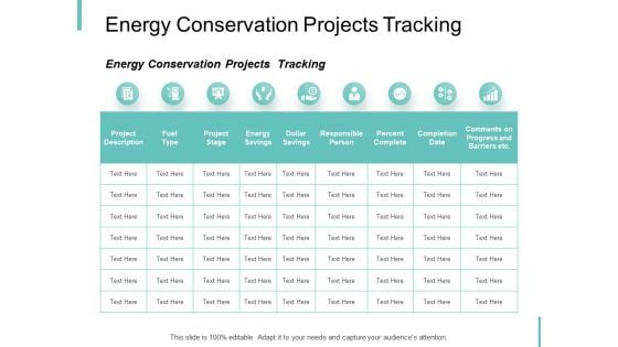 Energy Conservation Projects Tracking Ppt PowerPoint Presentation Layouts Graphics Example