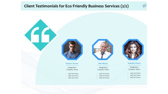 Energy Efficient Corporate Client Testimonials For Eco Friendly Business Services Company Guidelines PDF