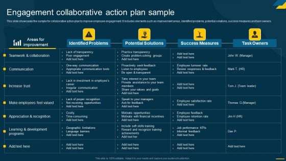 Engaging Employees Strategic Engagement Collaborative Action Plan Sample Download PDF