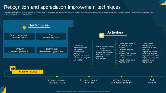 Engaging Employees Strategic Recognition And Appreciation Improvement Techniques Demonstration PDF