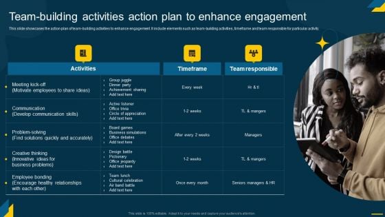 Engaging Employees Strategic Team Building Activities Action Plan To Enhance Designs PDF