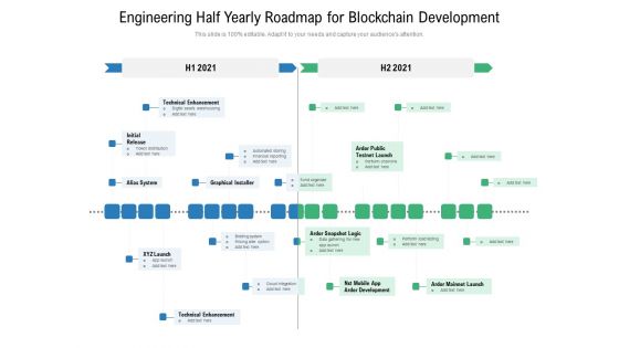 Engineering Half Yearly Roadmap For Blockchain Development Diagrams