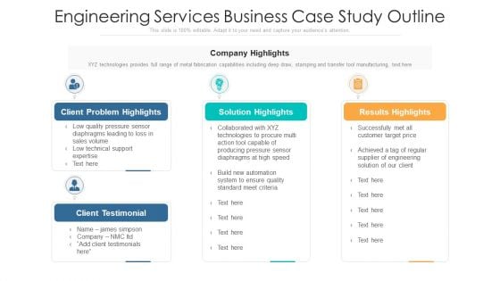 Engineering Services Business Case Study Outline Ppt Show Graphics Design PDF