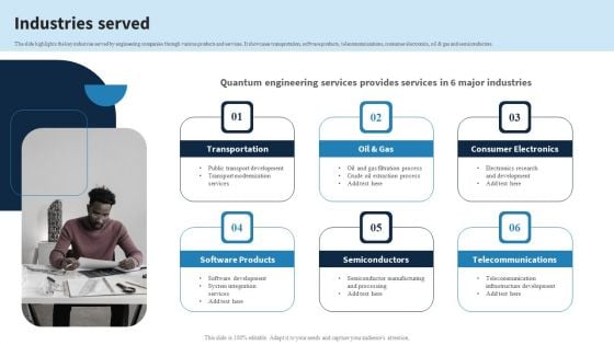Engineering Services Company Report Industries Served Ppt PowerPoint Presentation File Visual Aids PDF Engineering Services Company Report Industries Served Ppt PowerPoint Presentation File Visual Aids PDF
