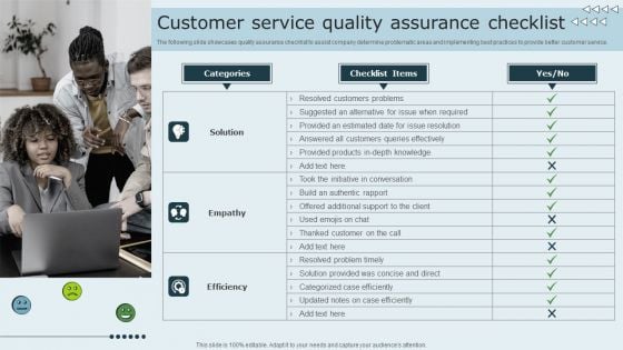 Enhancing Client Experience Customer Service Quality Assurance Checklist Sample PDF