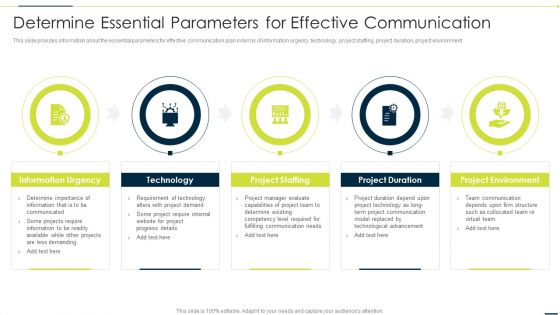 Enhancing Companys Project Determine Essential Parameters For Effective Communication Infographics PDF Enhancing Companys Project Determine Essential Parameters For Effective Communication Infographics PDF