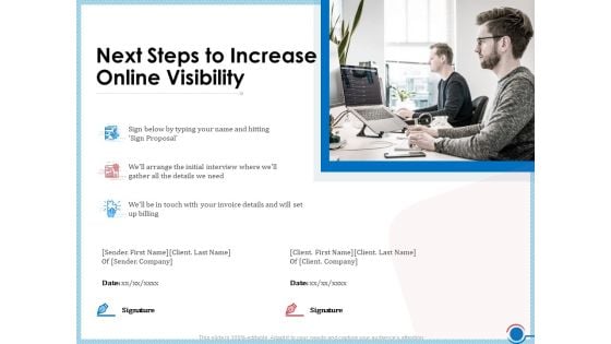 Enhancing Digital Presence Proposal Template Next Steps To Increase Online Visibility Themes PDF