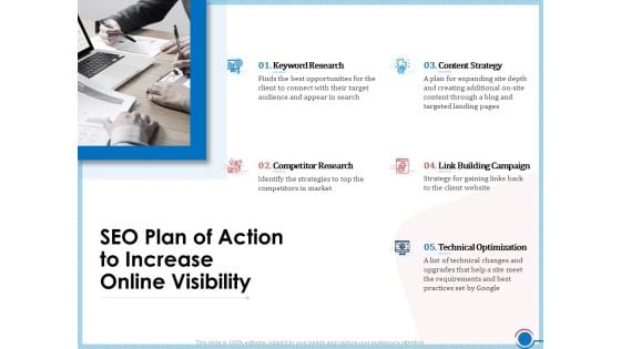 Enhancing Digital Presence Proposal Template SEO Plan Of Action To Increase Online Visibility Diagrams PDF