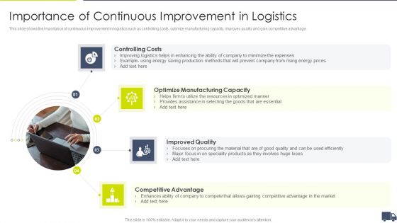Enhancing Logistics Customer Service Importance Of Continuous Improvement In Logistics Brochure PDF