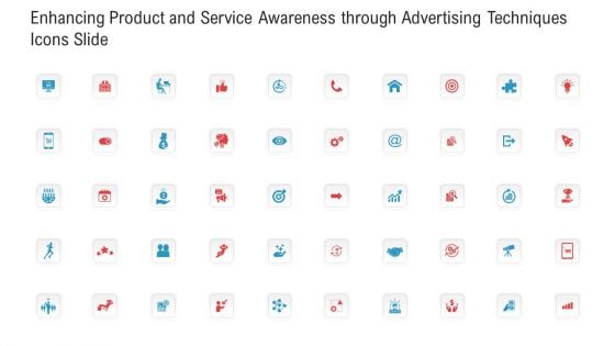 Enhancing Product And Service Awareness Through Advertising Techniques Icons Slide Portrait PDF