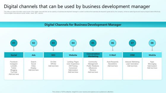 Enhancing Sales Through Effective Business Development Planning Procedure Digital Channels That Can Be Used Topics PDF