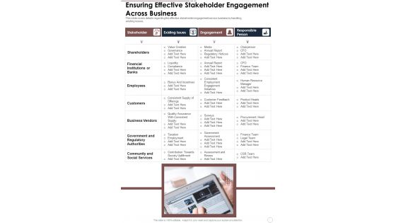 Ensuring Effective Stakeholder Engagement Across Business One Pager Documents Ensuring Effective Stakeholder Engagement Across Business One Pager Documents
