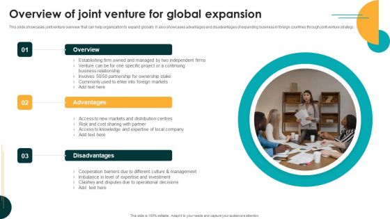 Entering International Markets And Acquiring Overview Of Joint Venture For Global Infographics PDF