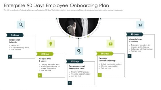 Enterprise 90 Days Employee Onboarding Plan Ppt Styles Grid PDF