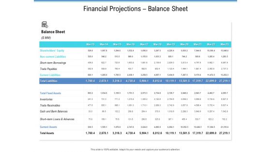 Enterprise Analysis Financial Projections Balance Sheet Themes PDF