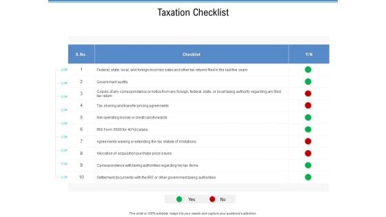 Enterprise Analysis Taxation Checklist Ppt Infographic Template Background Designs PDF