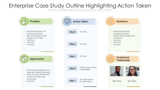 Enterprise Case Study Outline Highlighting Action Taken Ppt Styles Backgrounds PDF Enterprise Case Study Outline Highlighting Action Taken Ppt Styles Backgrounds PDF