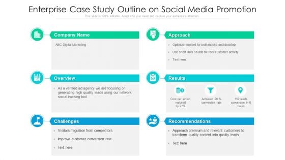 Enterprise Case Study Outline On Social Media Promotion Ppt Icon Styles PDF