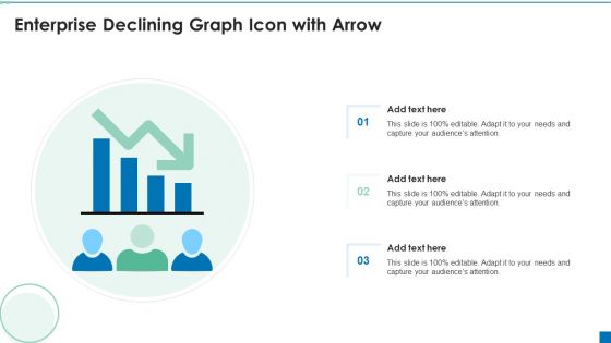 Enterprise Declining Graph Icon With Arrow Slide Ppt PowerPoint Presentation Portfolio Designs Download PDF