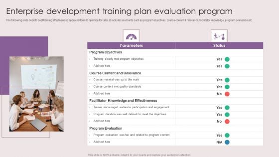 Enterprise Development Training Plan Evaluation Program Ppt Shapes PDF Enterprise Development Training Plan Evaluation Program Ppt Shapes PDF