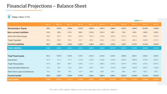 Enterprise Examination And Inspection Financial Projections Balance Sheet Ppt File Themes PDF