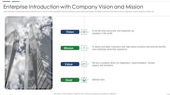 Enterprise Introduction With Company Vision And Mission Elements PDF