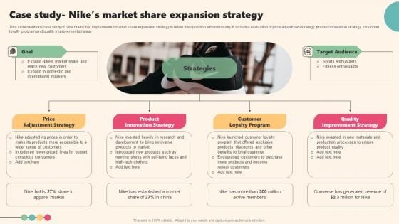 Enterprise Leaders Technique To Achieve Market Control Case Study Nikes Market Share Expansion Strategy Slides PDF