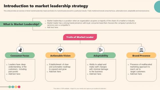 Enterprise Leaders Technique To Achieve Market Control Introduction To Market Leadership Strategy Graphics PDF